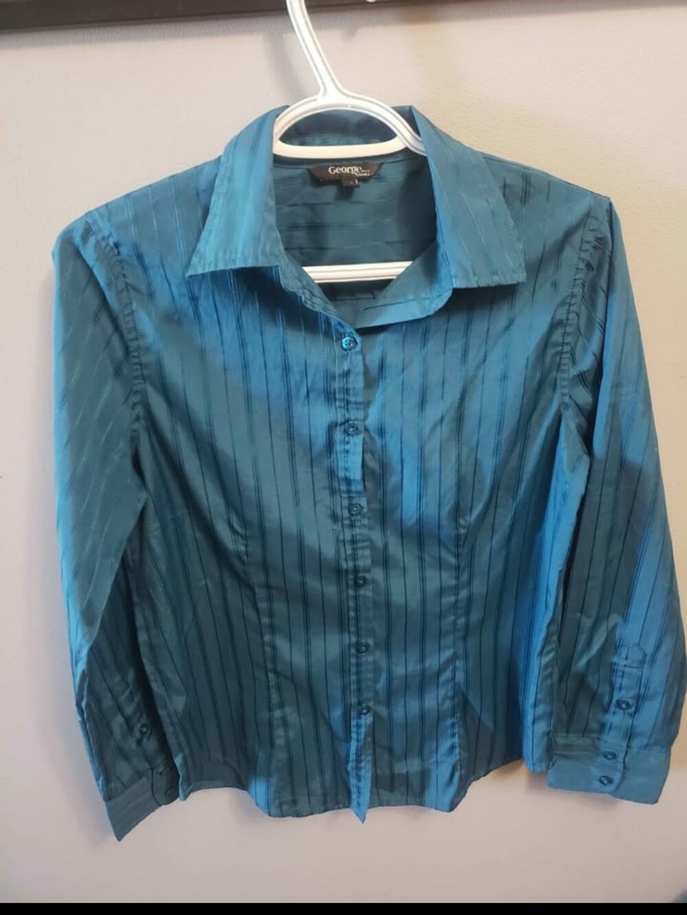 George Teal Pinstripe Button-Up Shirt - Teal